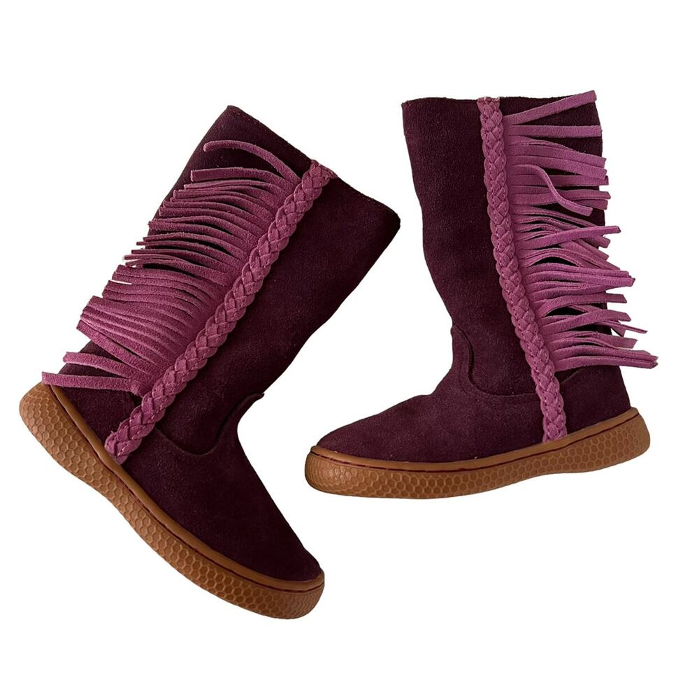 Livie & Luca Purple Suede Fringe Boots
